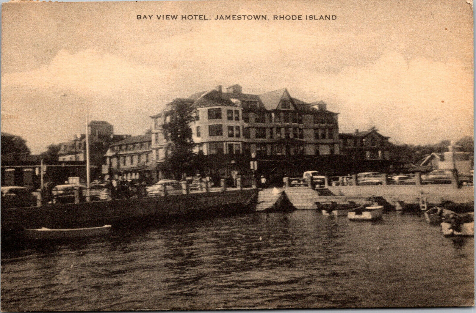 Vtg 1950s Bay View Hotel from the Water Jamestown Rhode Island RI Postcard