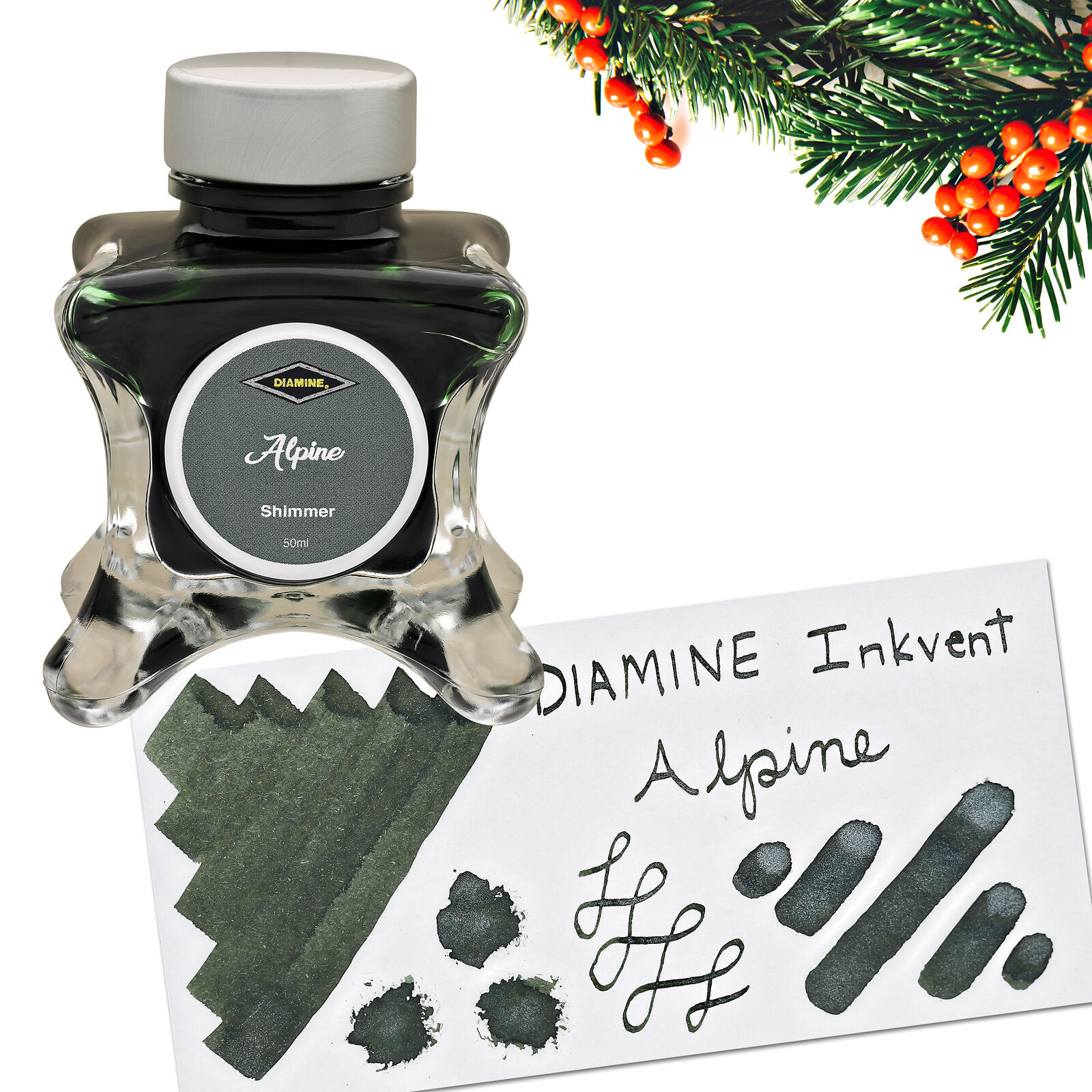 Diamine Inkvent Green Edition Shimmer Bottled Ink in Alpine - 50 mL - NEW