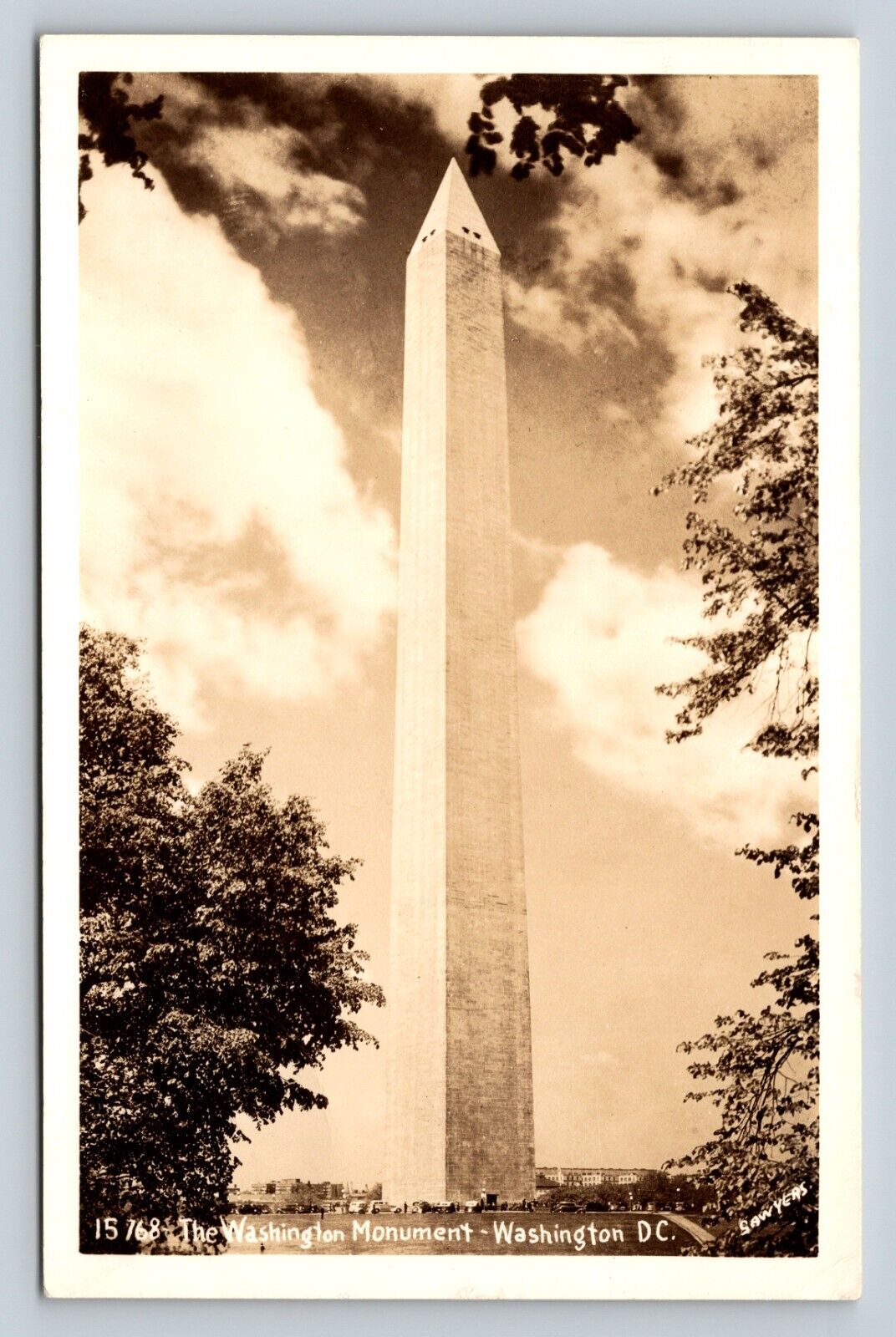 c1946 RPPC Washington Monument at Washington D. C. Classic Cars VINTAGE Postcard