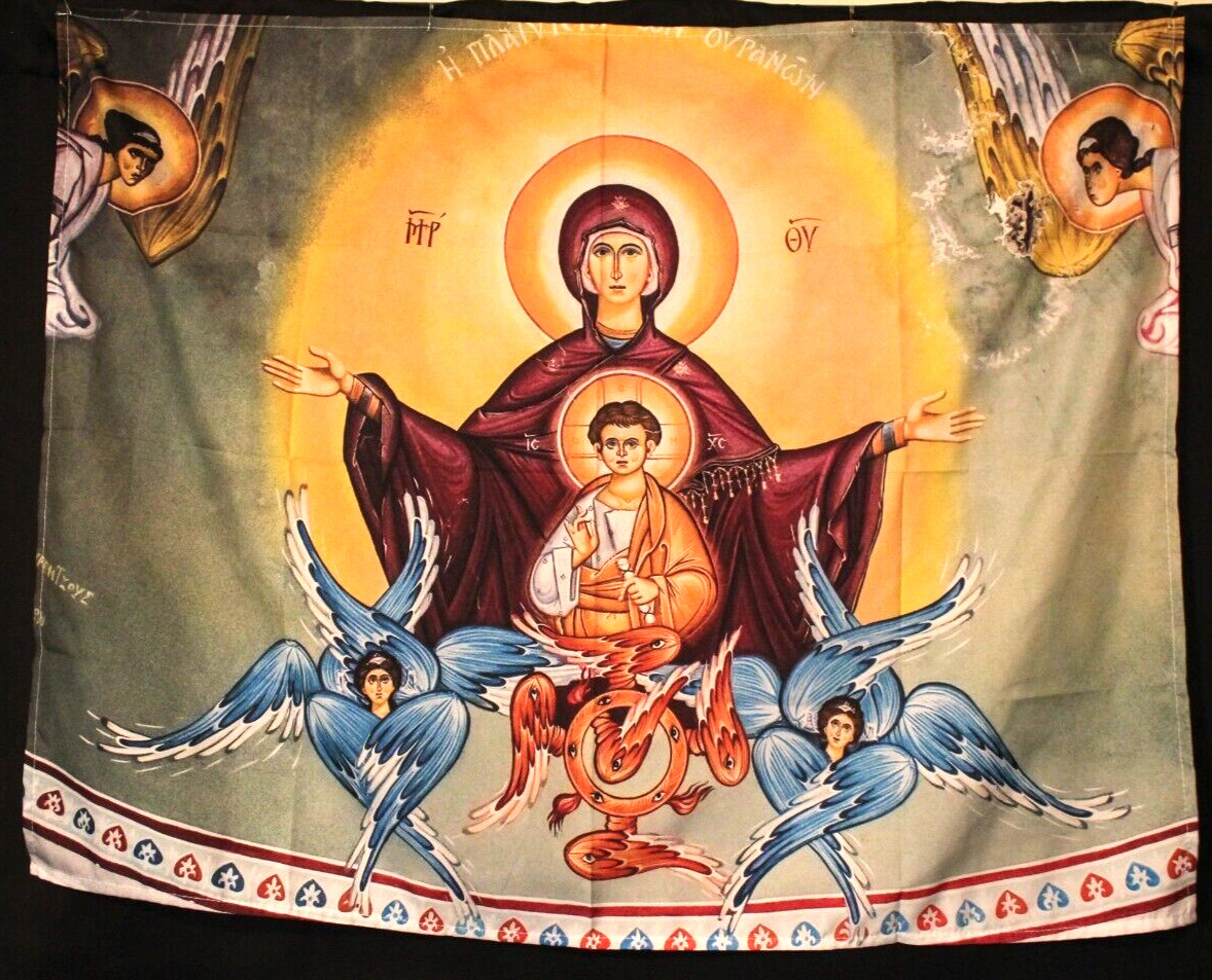 Theotokos Icon Church Banner Byzantine Orthodox Eastern Panagia Mary tapestry