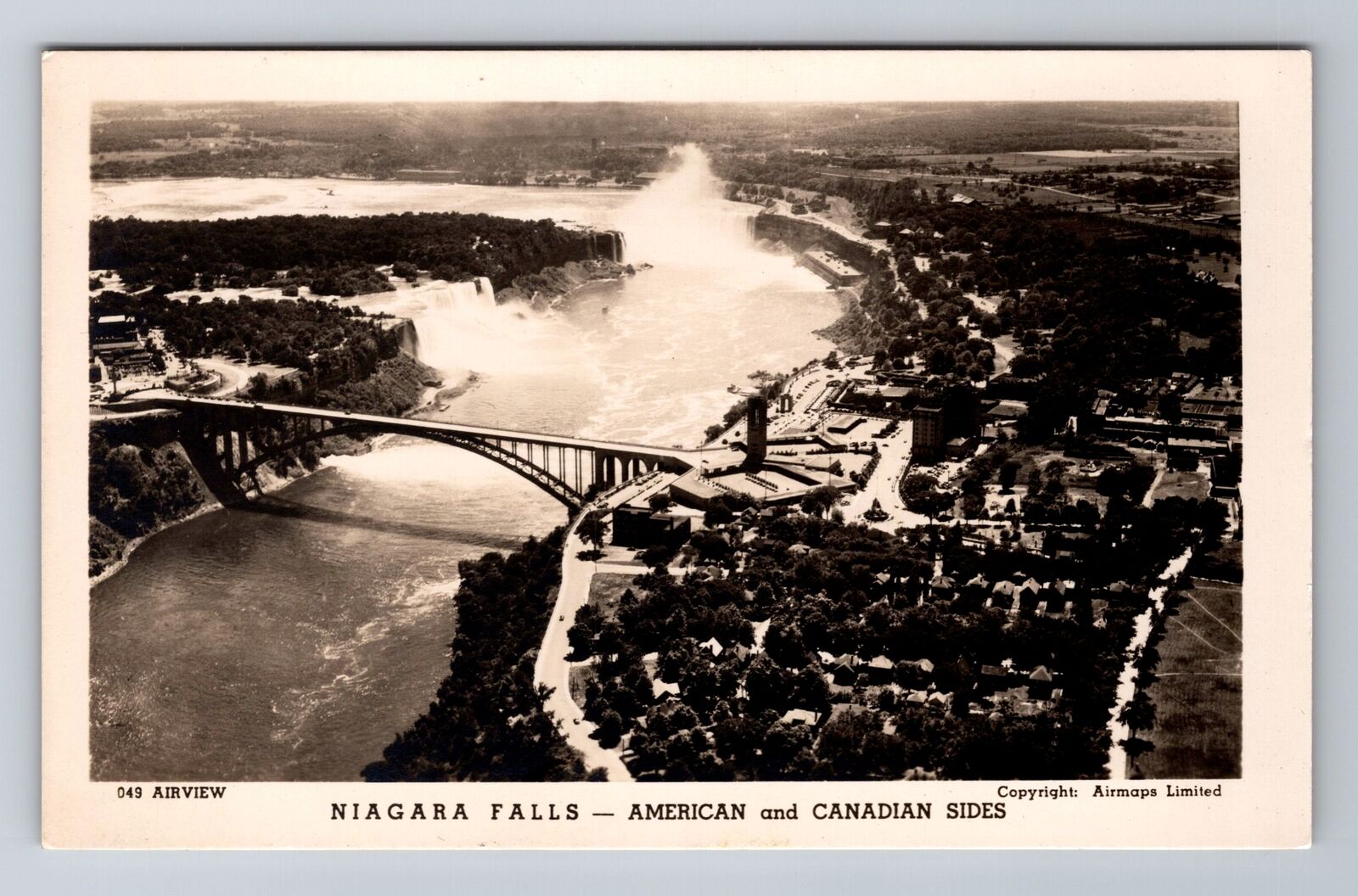 Niagara Falls NY-New York RPPC, Aerial View From Both Sides, Vintage Postcard