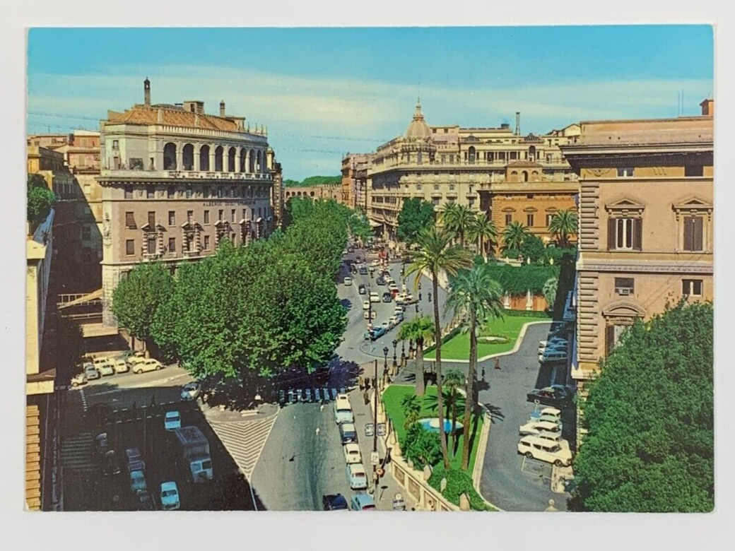 Aerial View of Vittorio Veneto Street Rome Italy Postcard Unposted