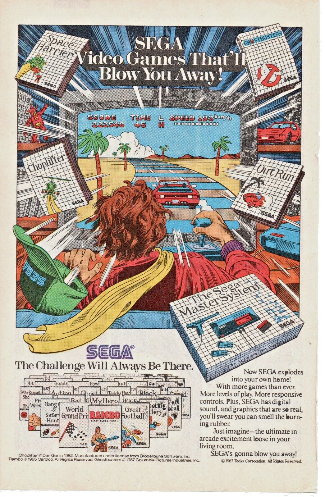 1982 THE SEGA MASTER SYSTEM Video Game Console PRINT AD - THAT\'LL BLOW YOU AWAY