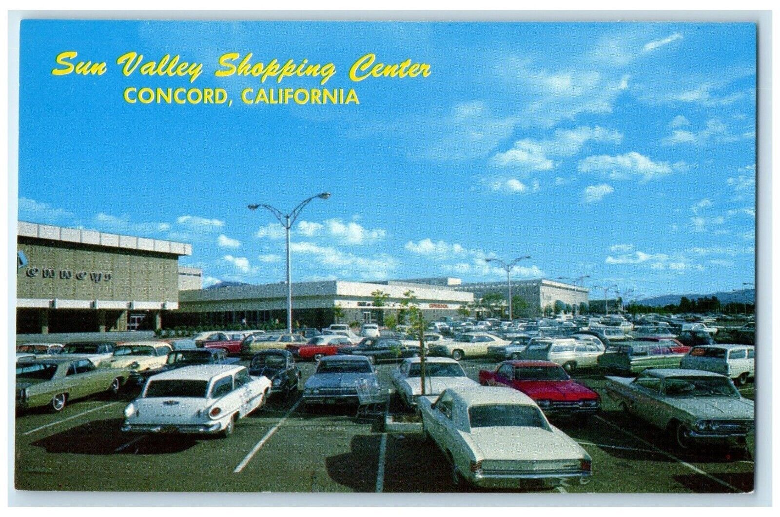 c1960\'s Sun Valley Shopping Center Cars Scene Concord California CA Postcard
