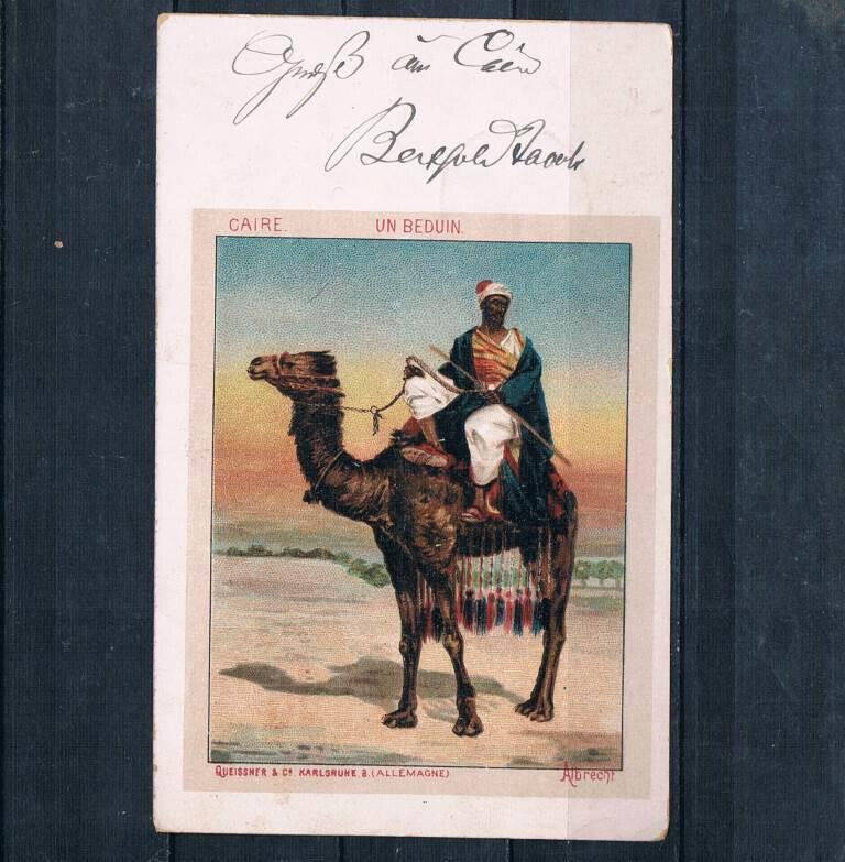 Antique Egypt Postcard 1899 Stationery Card Beduin & Camel Egypte Carte Postale