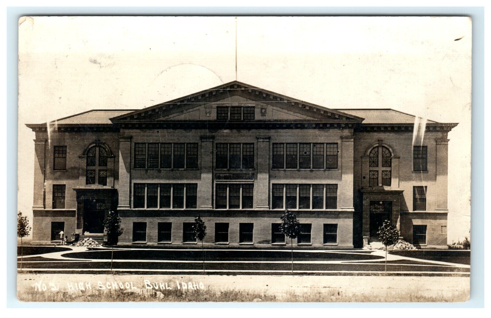 1915 High School Buhl ID Idaho RPPC Early Real Photo Postcard Exterior