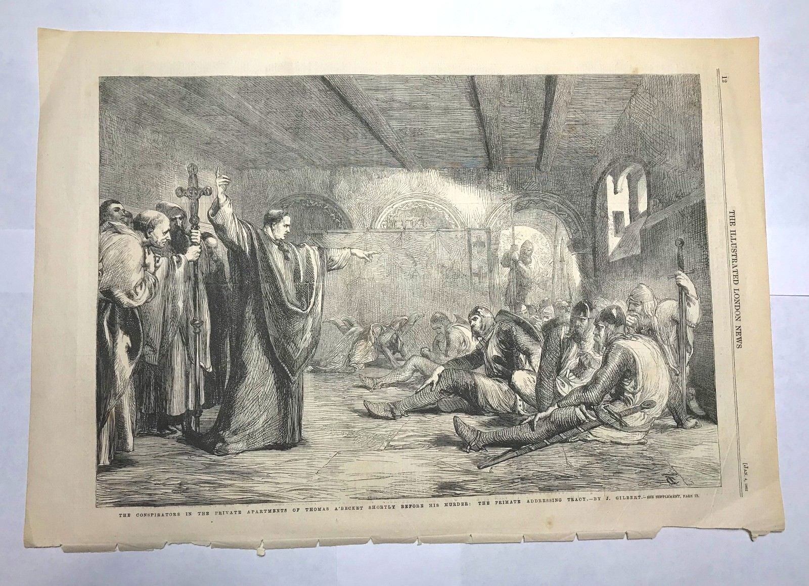 1862 The Illustrated London News - Thomas A Becket Shortly Before His Murder