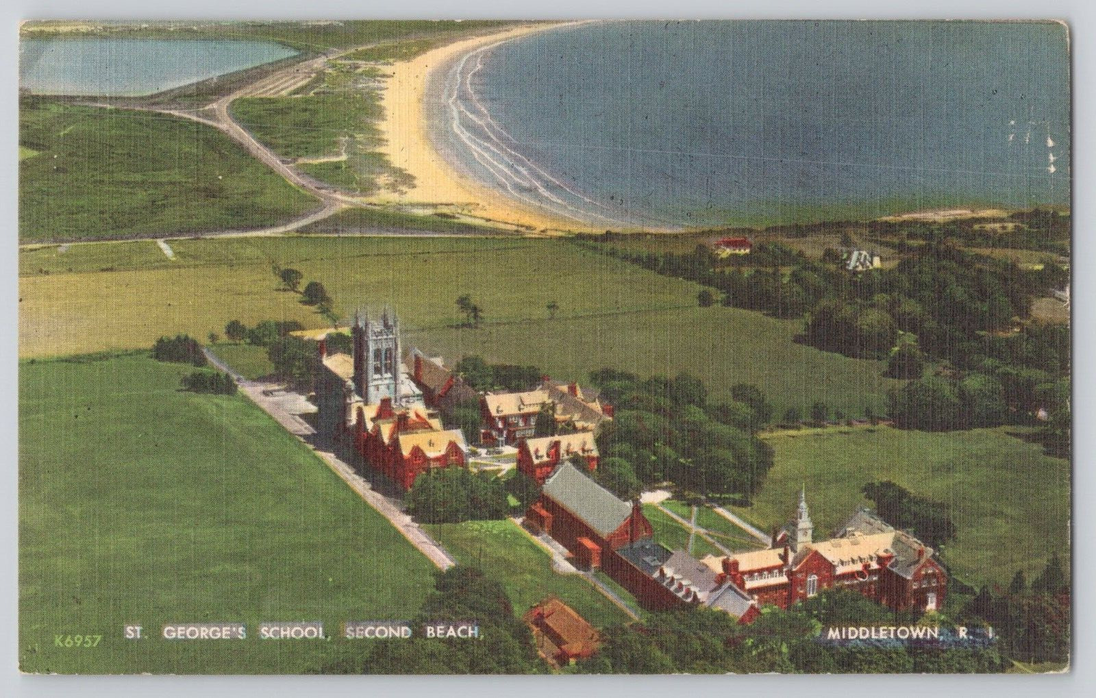 Postcard St. George's School, Second Beach, Middletown Rhode Island