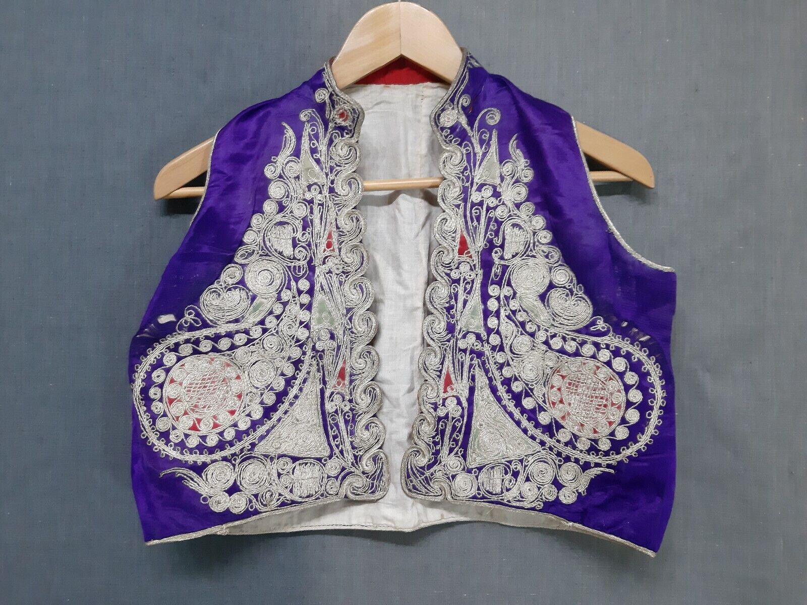 Antique Folk Textile Balkan Bulgarian Alevi Women's Vest  Metal Embroidery