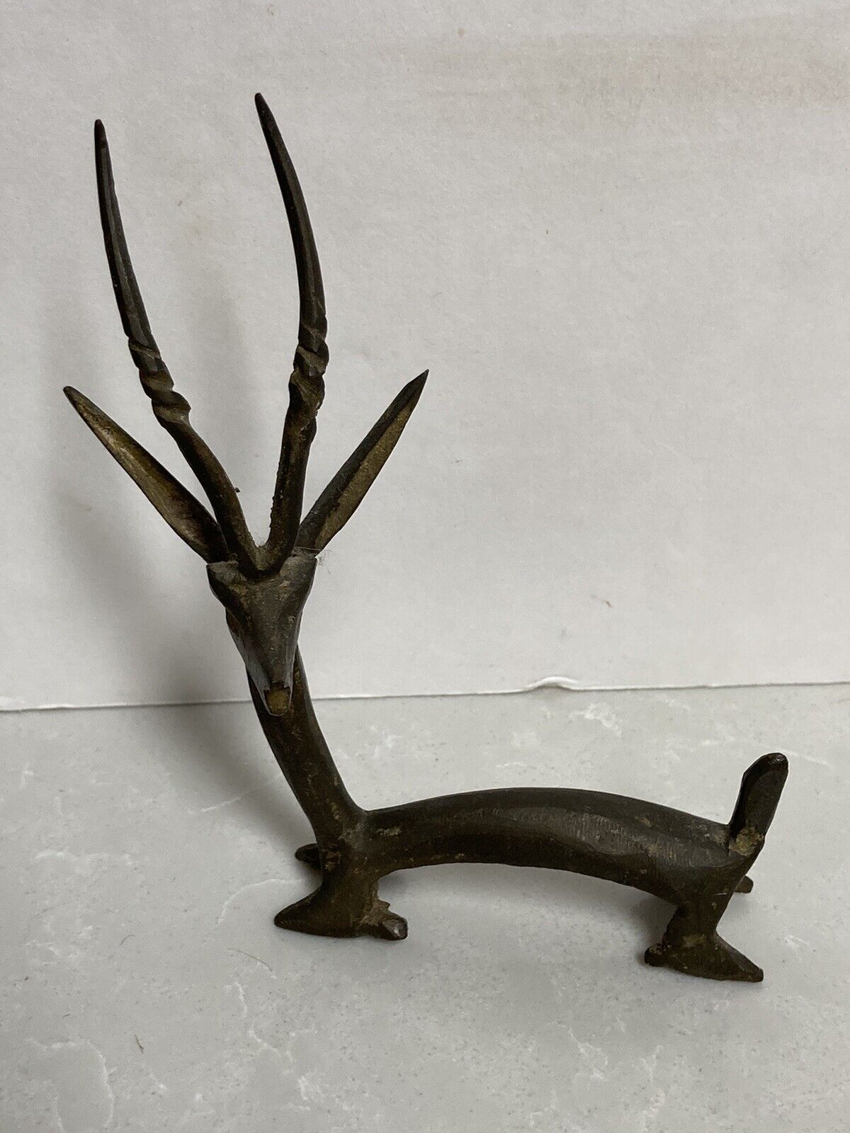 Vintage African Tribal Bronze Gazelle Art Sculpture
