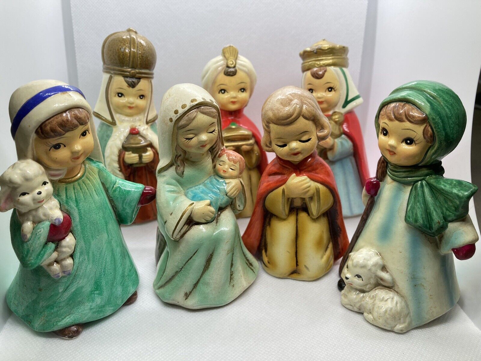 Vintage Josef Originals Children's Nativity 7 Piece Set Made In Korea 4” Tall
