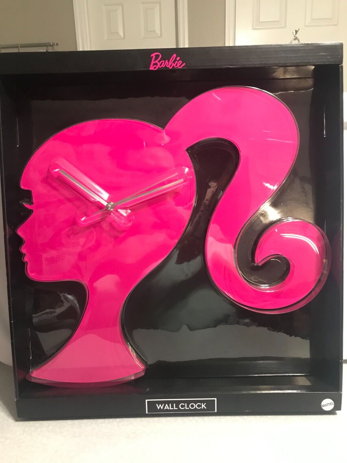 Licensed Mattel Barbie Pink Silhouette 19” x 18” Hanging Analog Wall Clock BNIB
