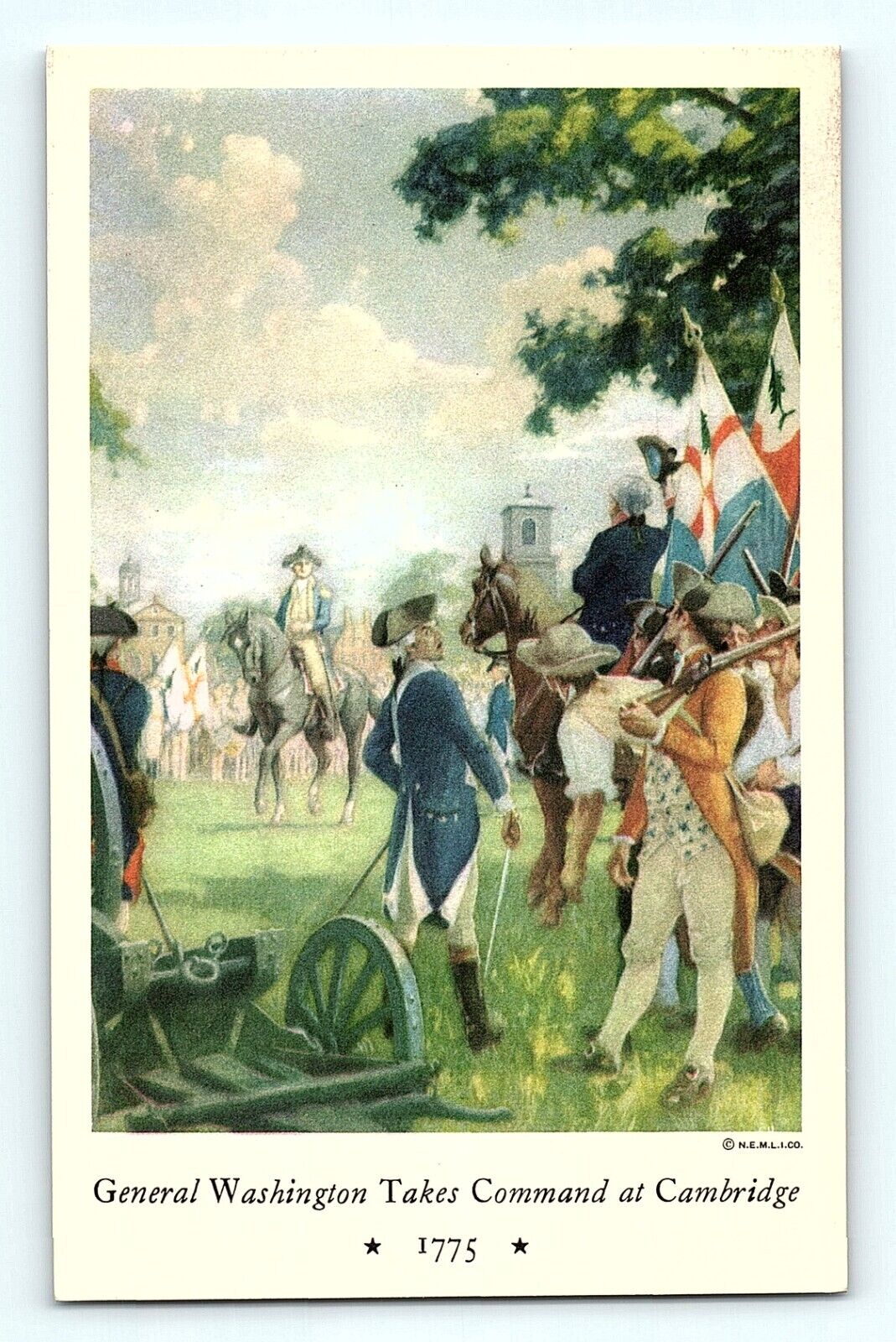 General Washington Takes Command at Cambridge Charles Hoffbauer Postcard E4