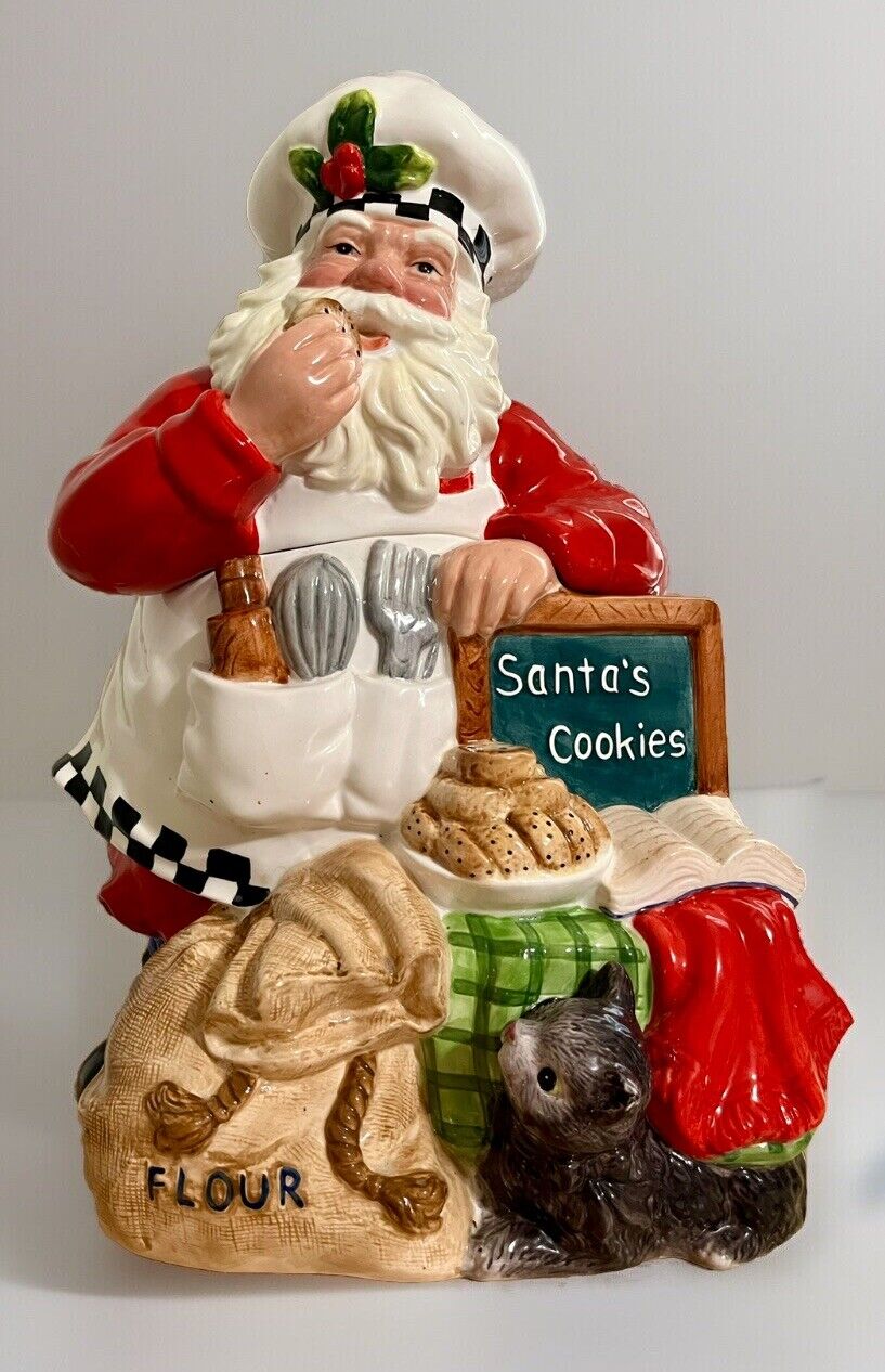 Adorable Large Home for the Holidays Santa's Cookies Cookie Jar 16”