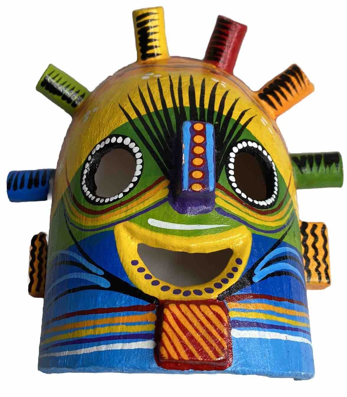 Hand Crafted Aya Huma Mask Ecuador Folk Art Tigua Pueblo Indigenous Art 