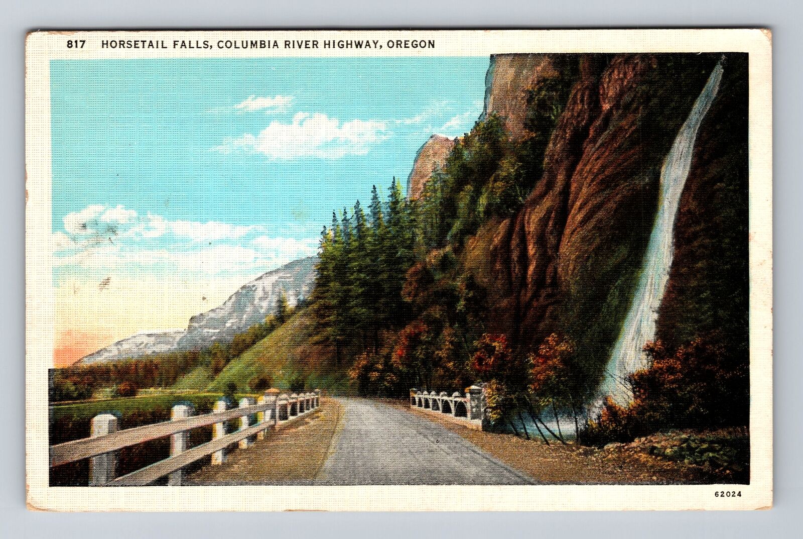 OR-Oregon, Horsetail Falls, Columbia River Highway, Antique, Vintage Postcard