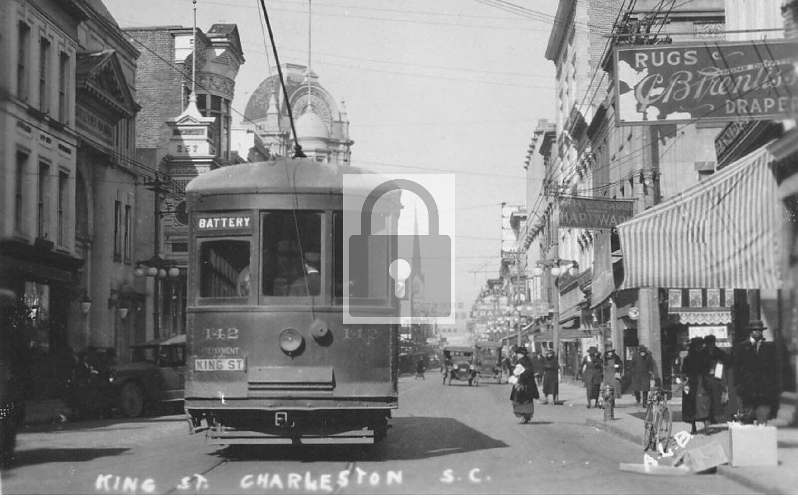 King Street View Trolley Car Charleston South Carolina SC Reprint Postcard