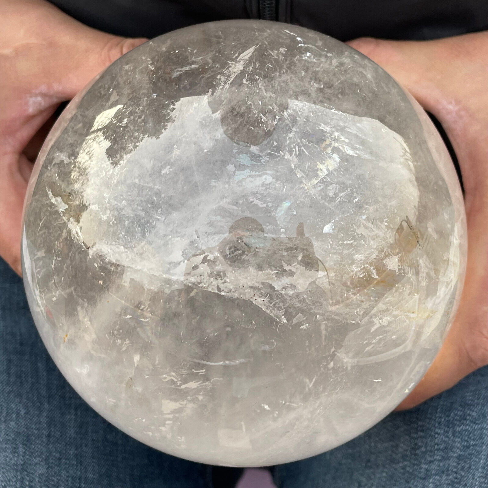 6.88LB TOP Natural Rainbow clear Quartz ball carved Crystal Sphere Healing