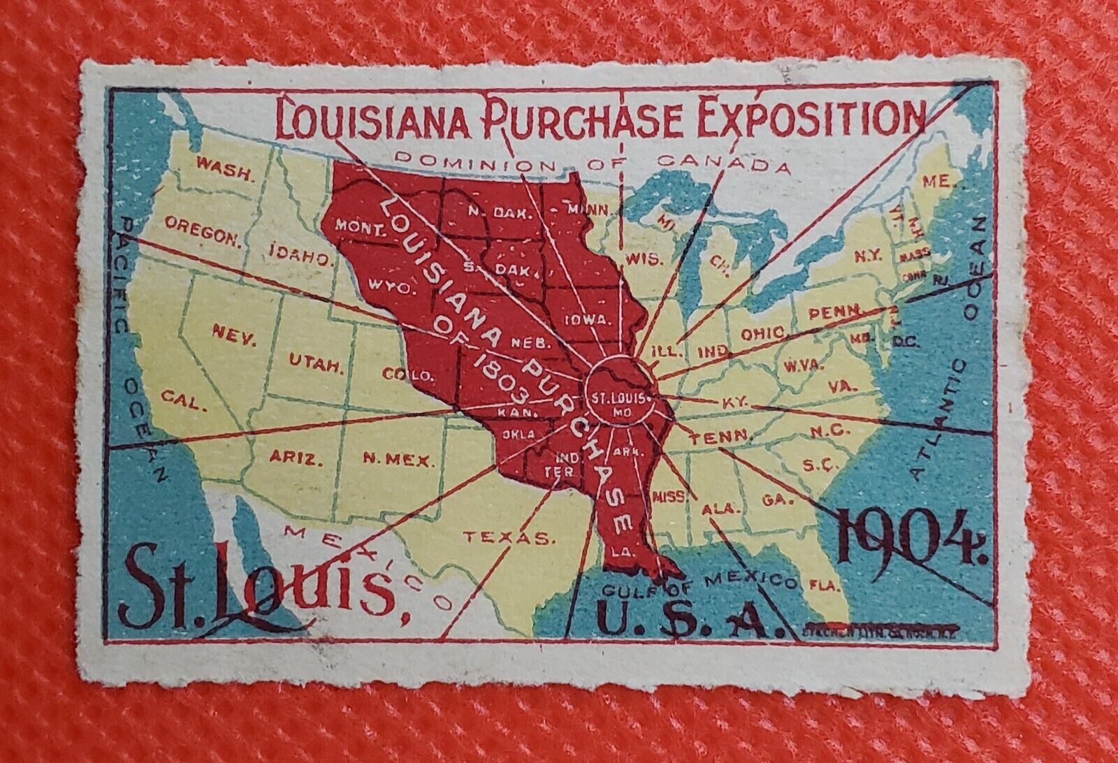 1904 Louisiana Purchase Exposition Bright Colors Poster Stamp Mint NH No Gum