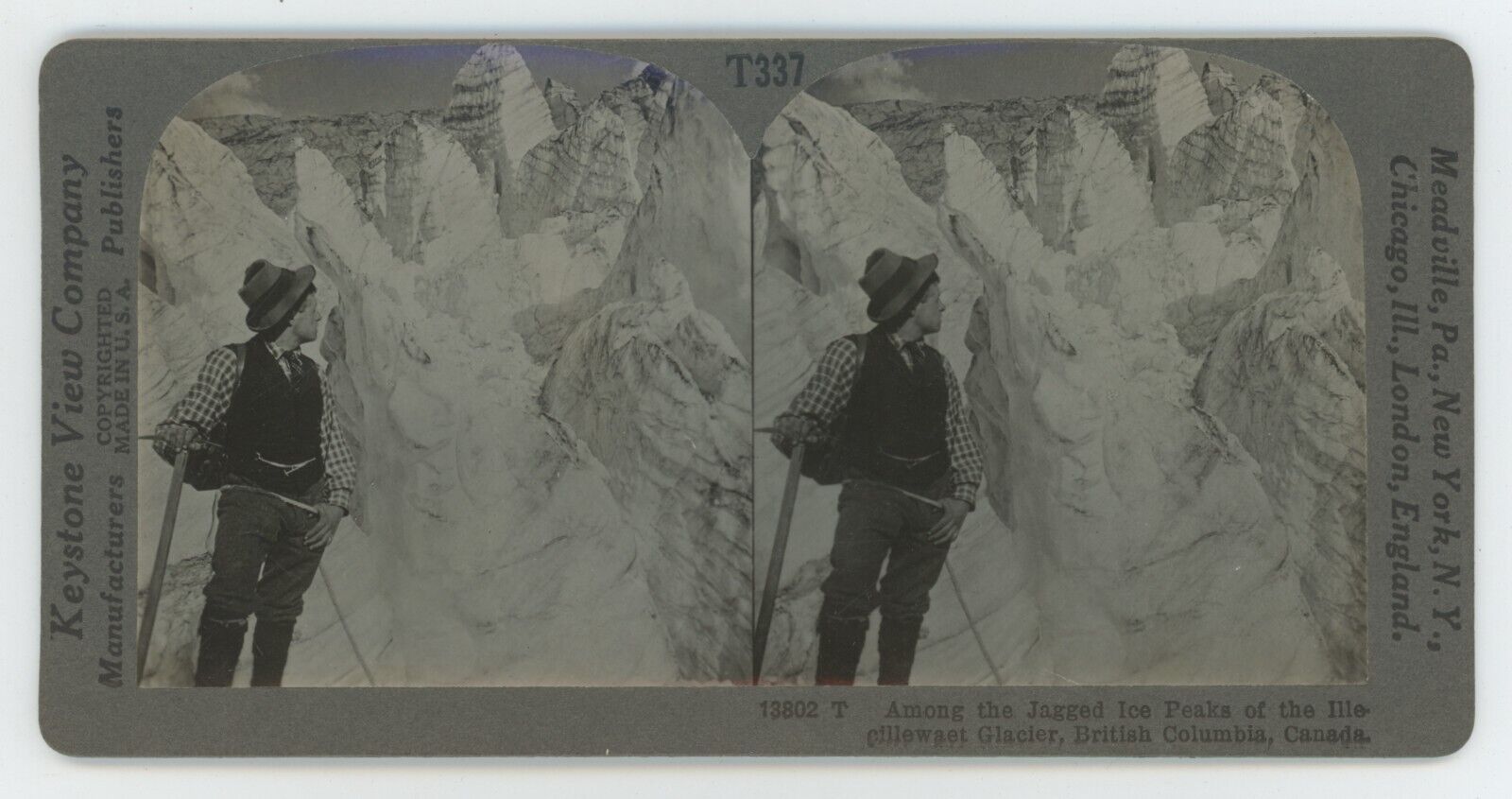 c1900\'s Stereoview Among the Jagged Ice Peaks of the Illecillewaet Glacier BC CA