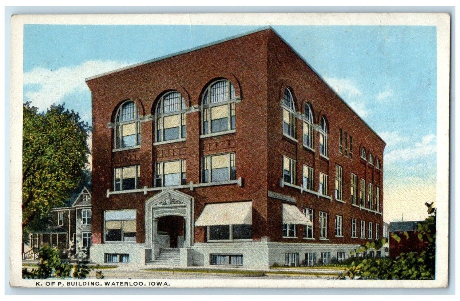 1920 K OF Building Exterior View Waterloo Iowa Vintage Antique Posted Postcard