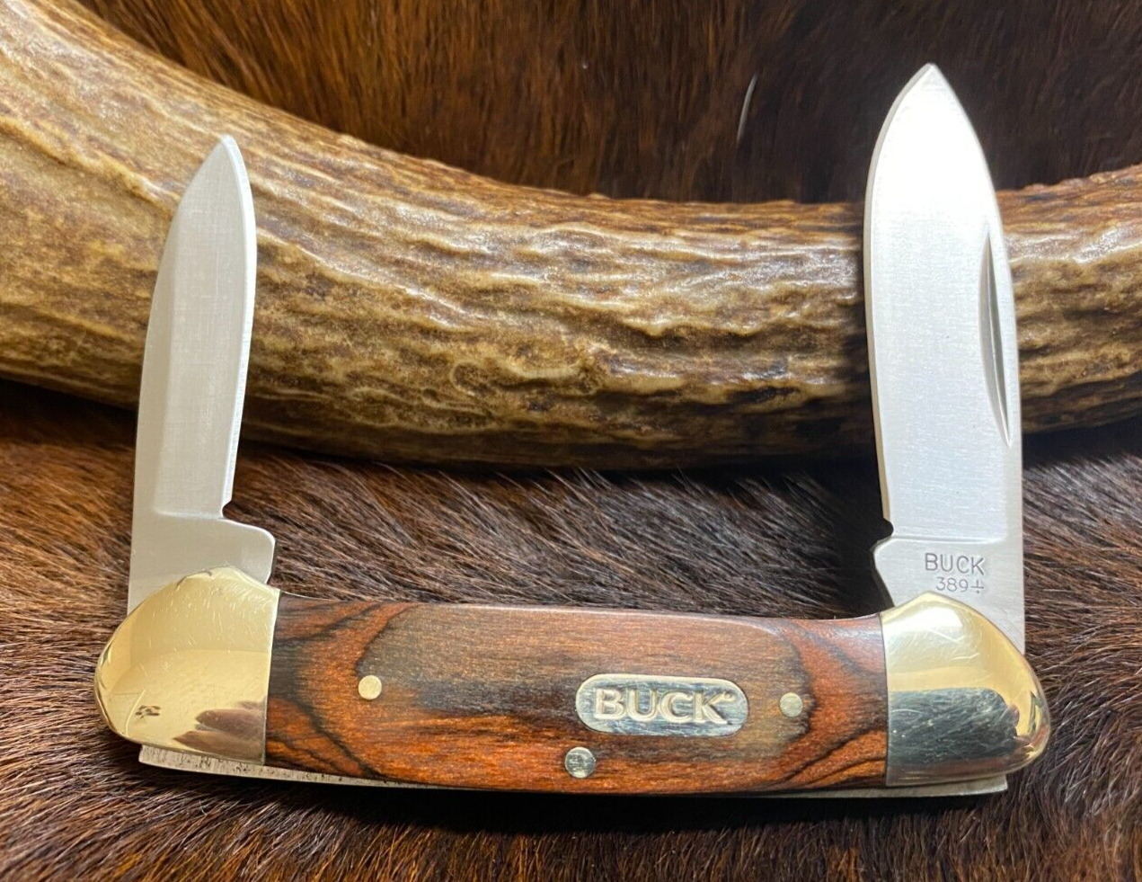 Buck 389 Two Blade Canoe Knife, Wood Handle, Stainless Blades, 3 5/8\