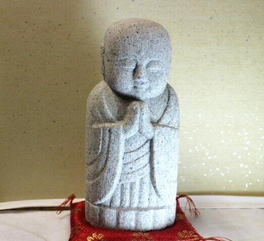 Japanese Stone Buddha Jizo Bosatsu Seki butsu Garden Ornament 20cm Granite