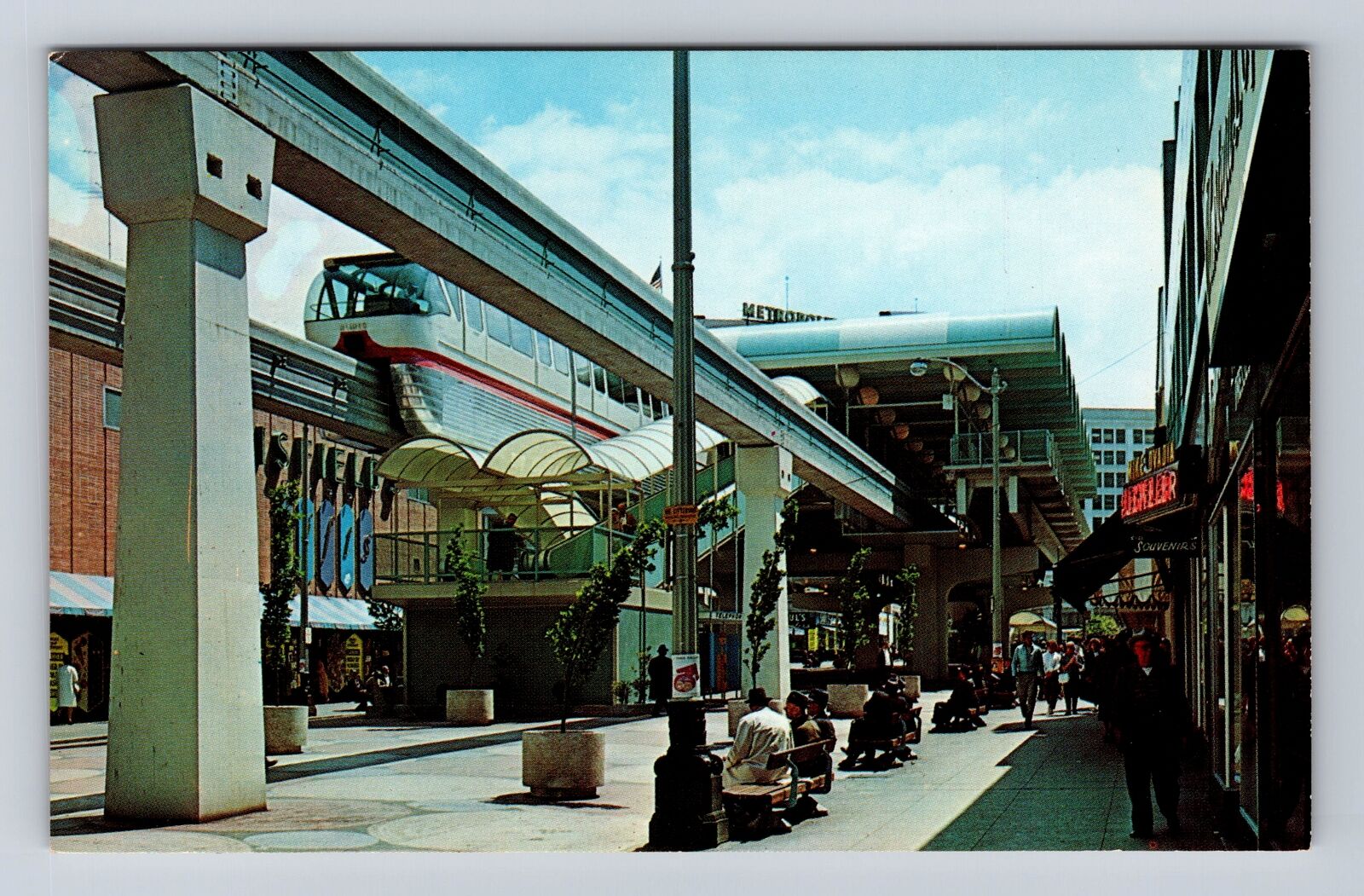 Seattle WA-Washington, Downtown Monorail Station, Westlake Mall Vintage Postcard