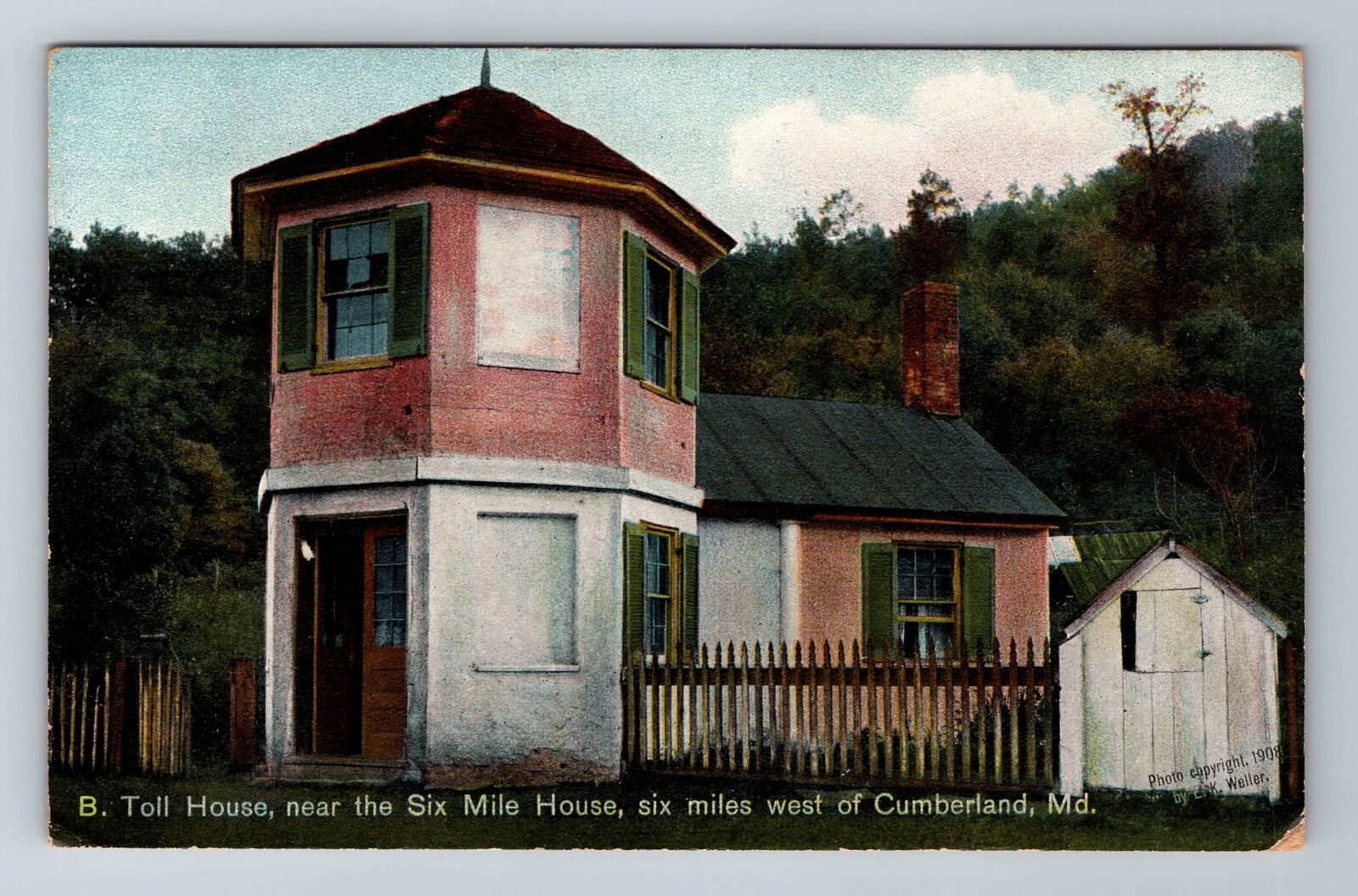 Cumberland MD-Maryland, Toll House Near Six Mile House, Antique Vintage Postcard