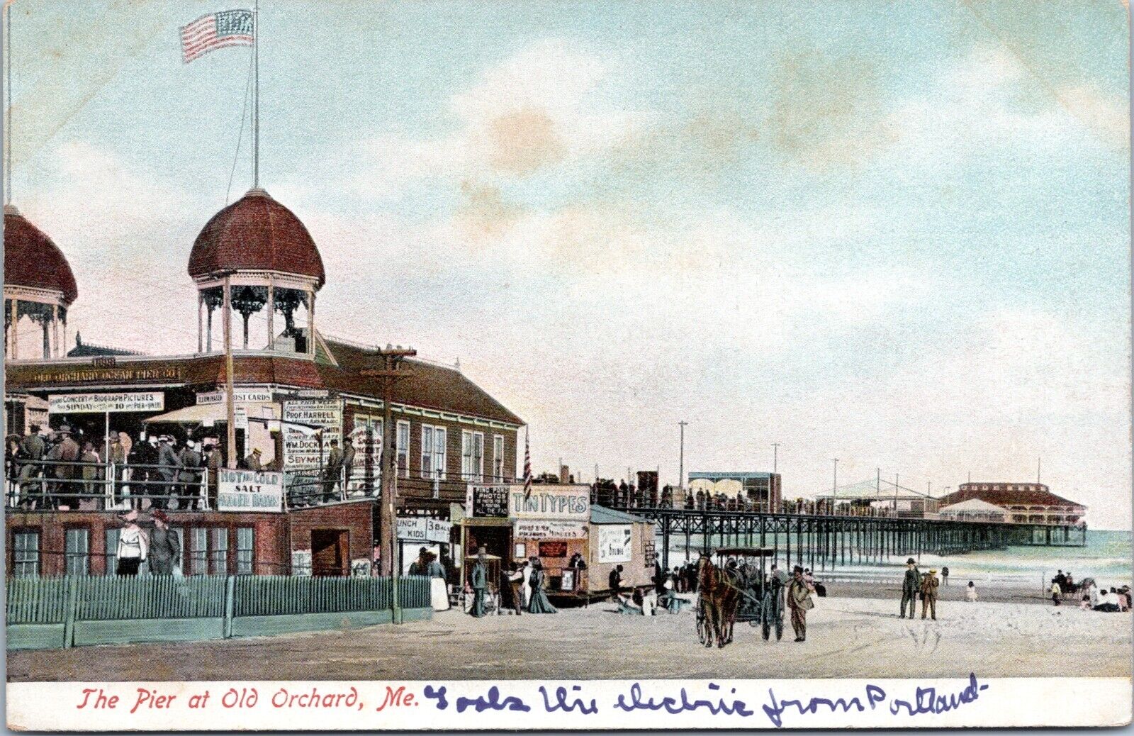 Pier at Old Orchard Maine - c1901-07 udb Postcard - Tintype, Postcard Shops