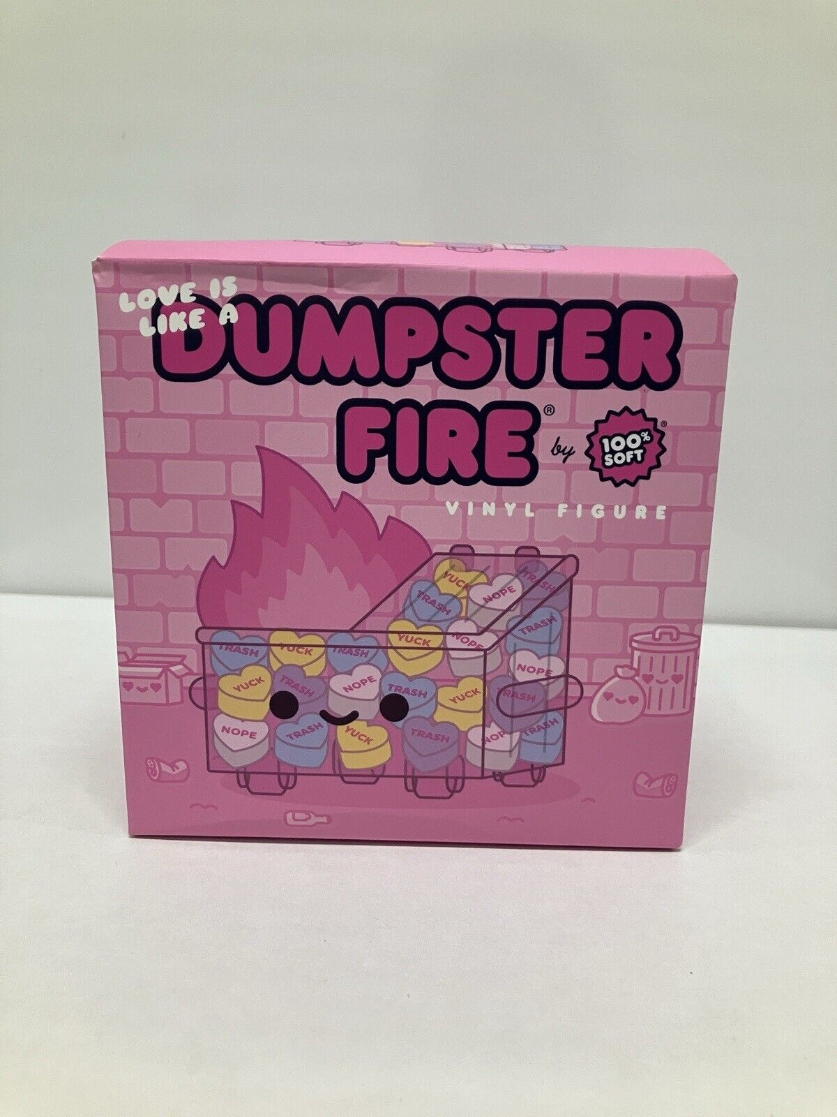 100% Soft Love is Like A Dumpster Fire 2021  Valentine Vinyl Figure candy hearts