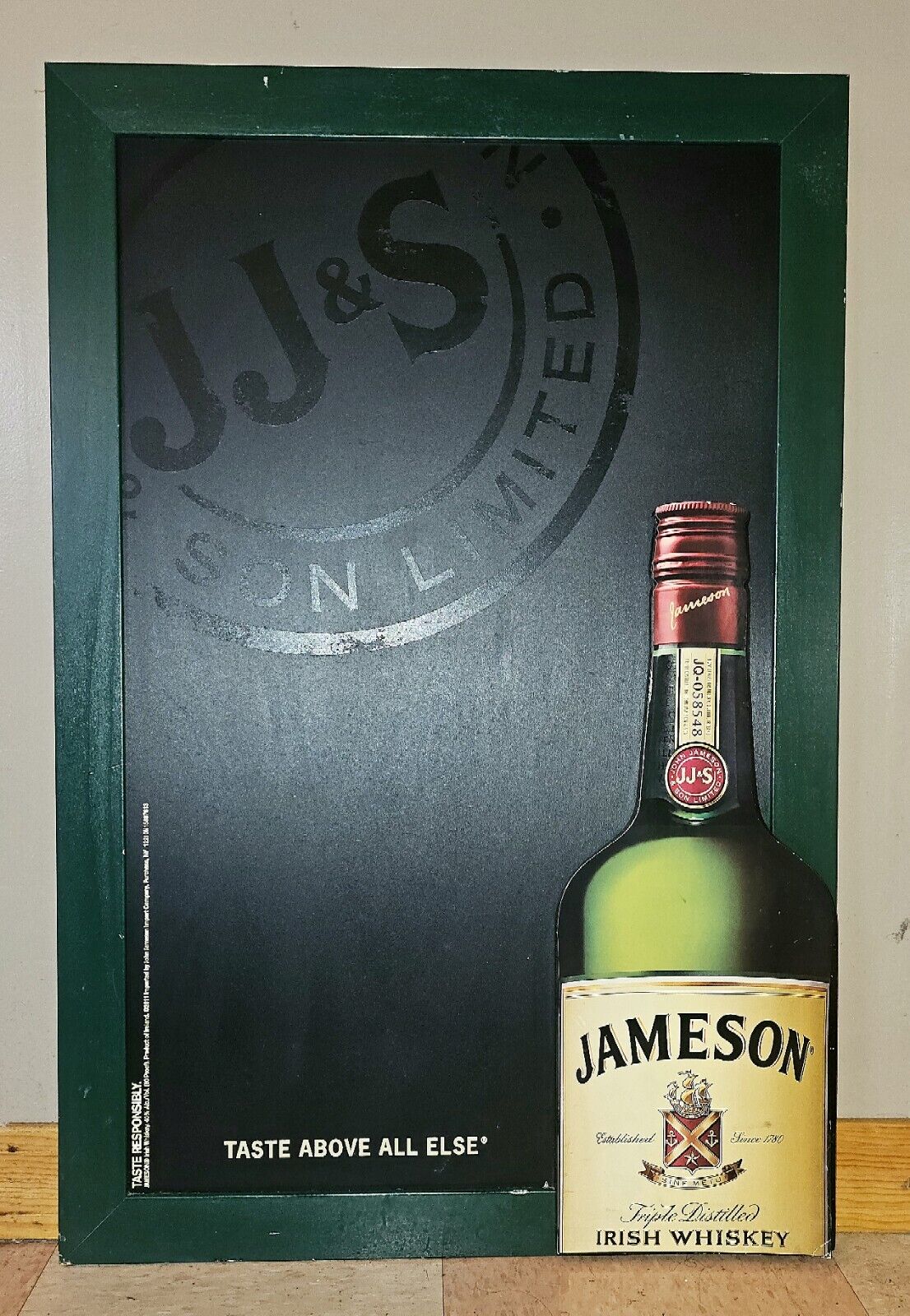 Jameson Irish Whiskey Chalk Board Hanging Wall Sign 