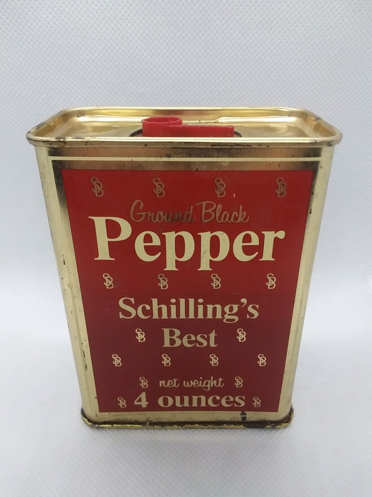 Vintage 1976 McCormick & CO Ground Black Pepper Schilling's Best 4 Ounce Tin