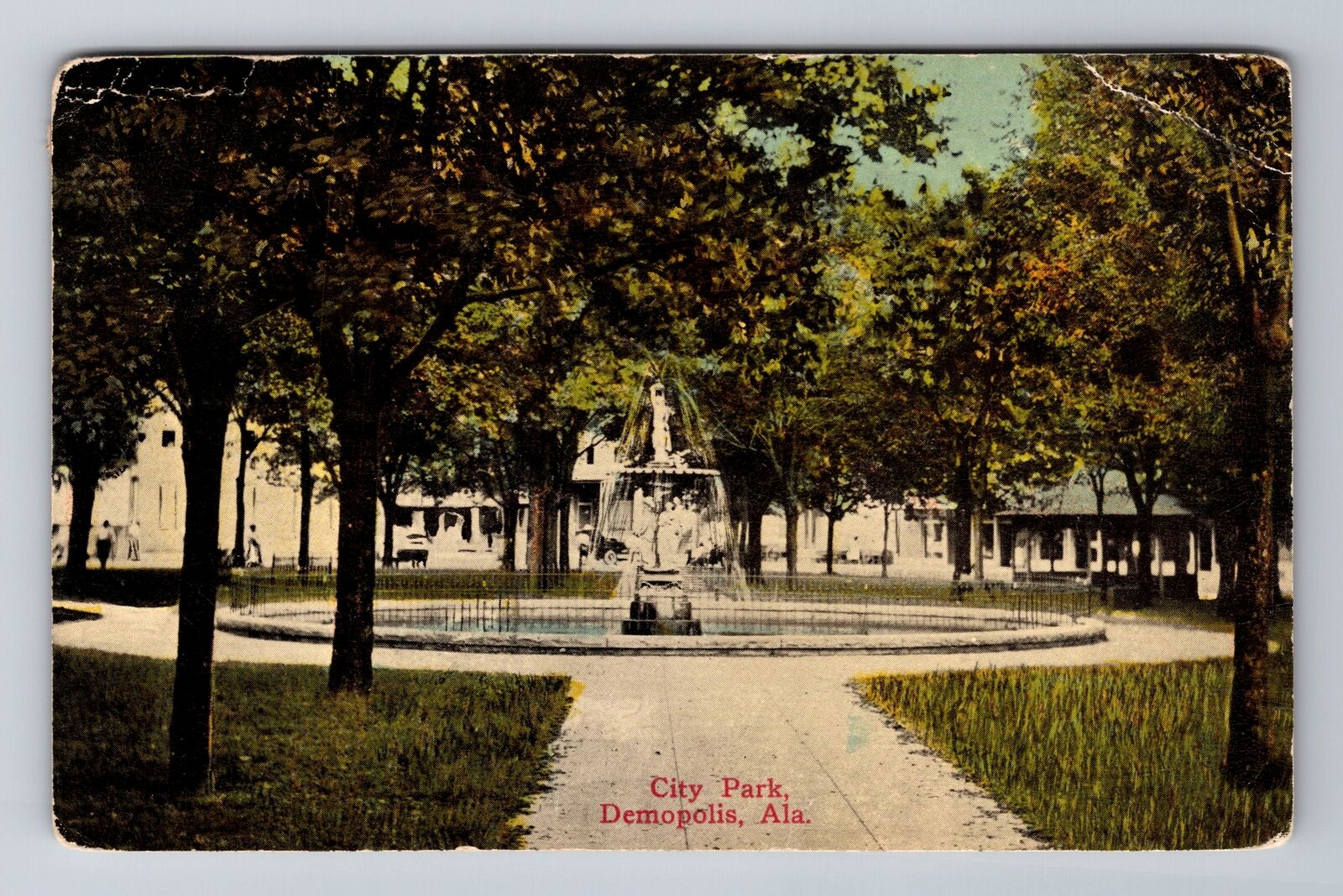 Demopolis AL-Alabama, City Park, Antique, Vintage c1913 Souvenir Postcard