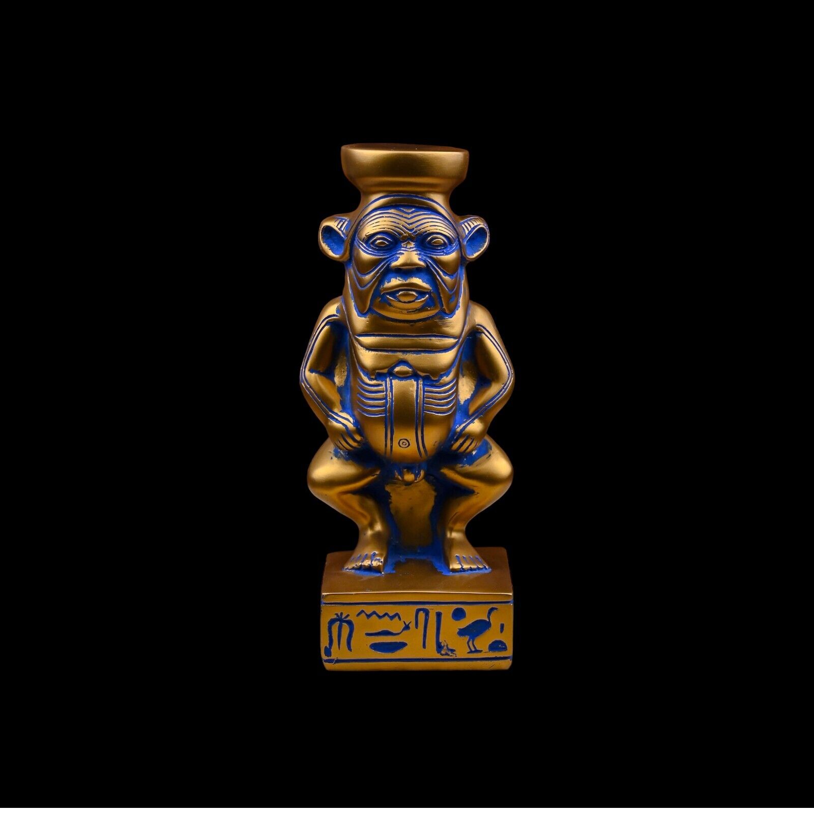 UNIQUE ANCIENT EGYPTIAN ANTIQUE Statue God Bes the Dwarf with Magic Hieroglyphic