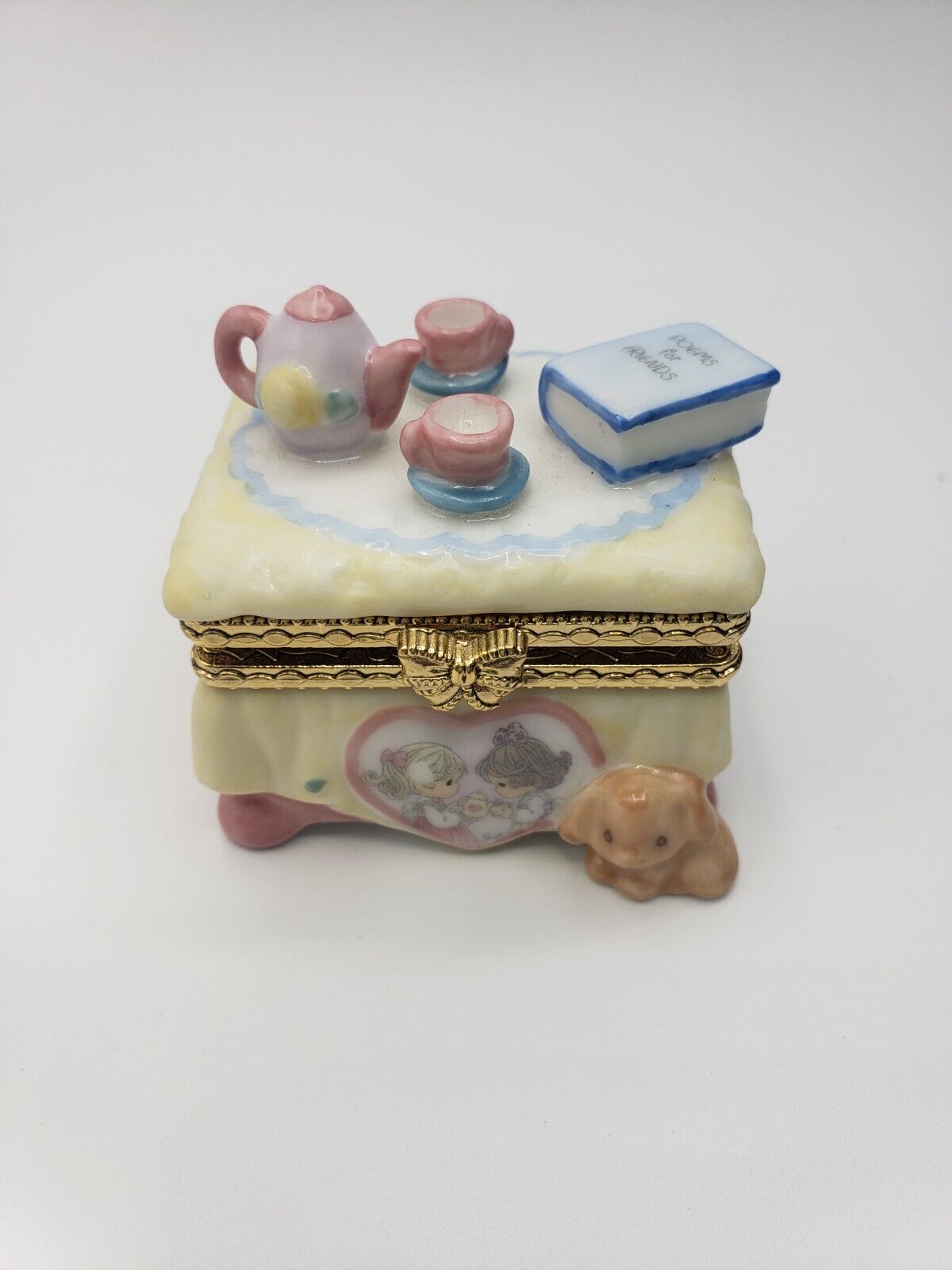 1998 Precious Moments Porcelain Bisque Trinket Box Chest Enesco Poems & Friends