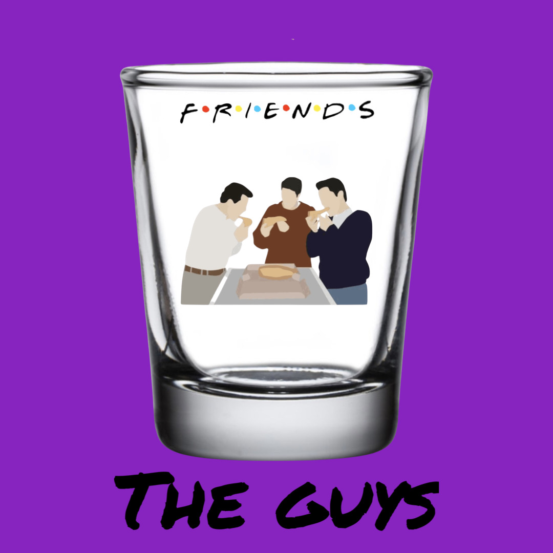 TV Series FRIENDS (The Guys) Shot Glasses W/Friends Gift Box, Matt Perry/Leblanc