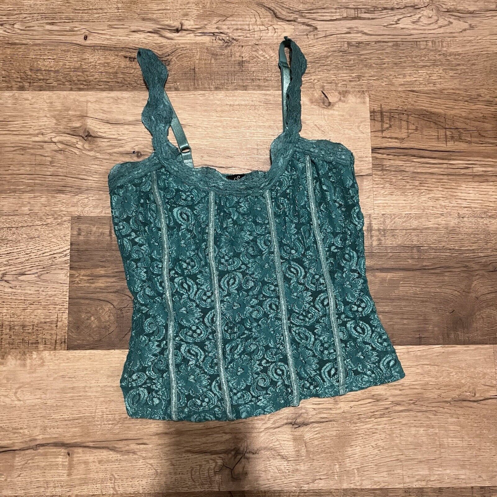 vintage green corset style top