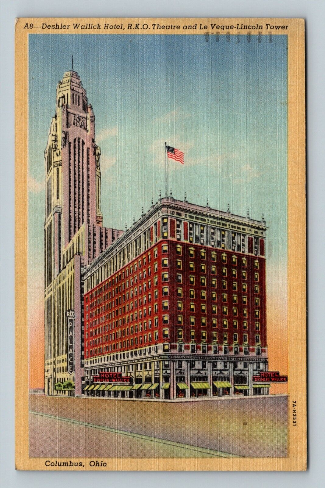 Columbus OH, The Deshler Wallick Hotel, Ohio c1947 Vintage Postcard