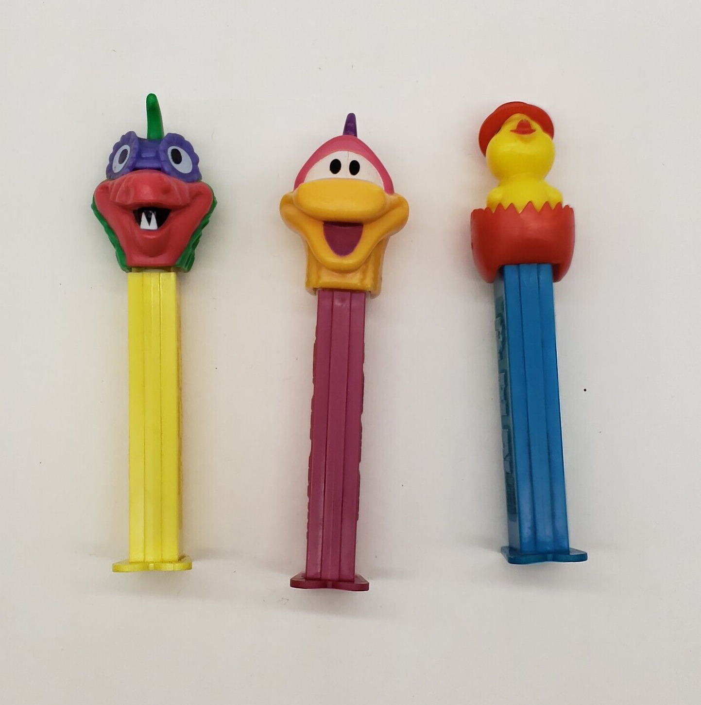 PEZ Candy Dispensers  Fly-Saur Yellow Stem, He-Saur,  Chic in Shell Vtg Hungary
