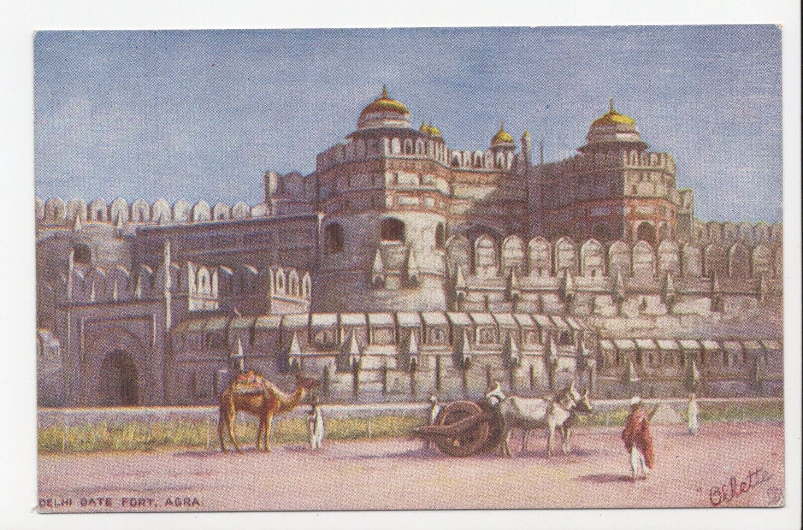 Delhi Gate Fort Agra India Tuck & Son's Oilettes Series Unposted Postcard