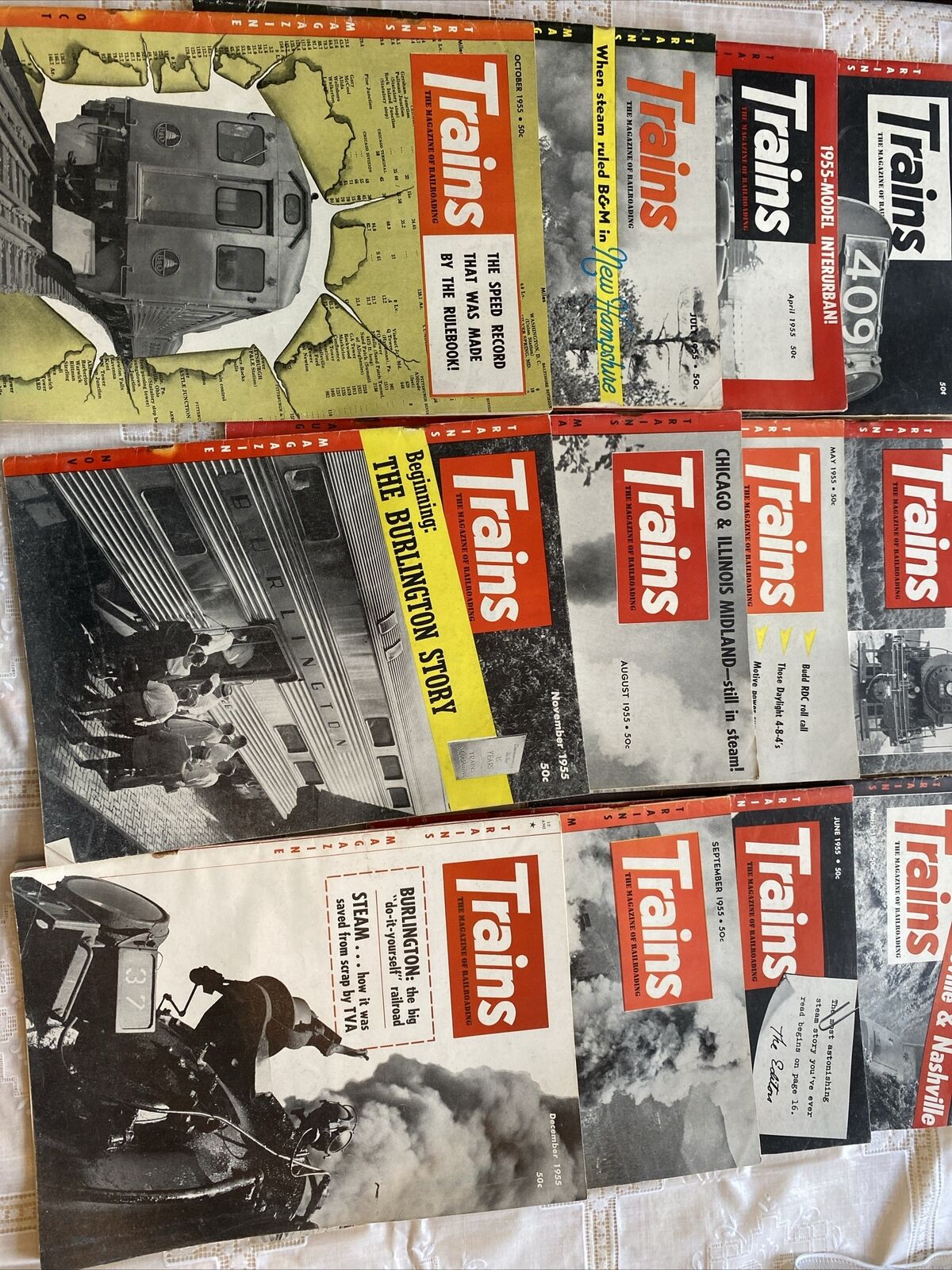 Trains The Magazine of Railroading 1955 All 12 Issues January - December