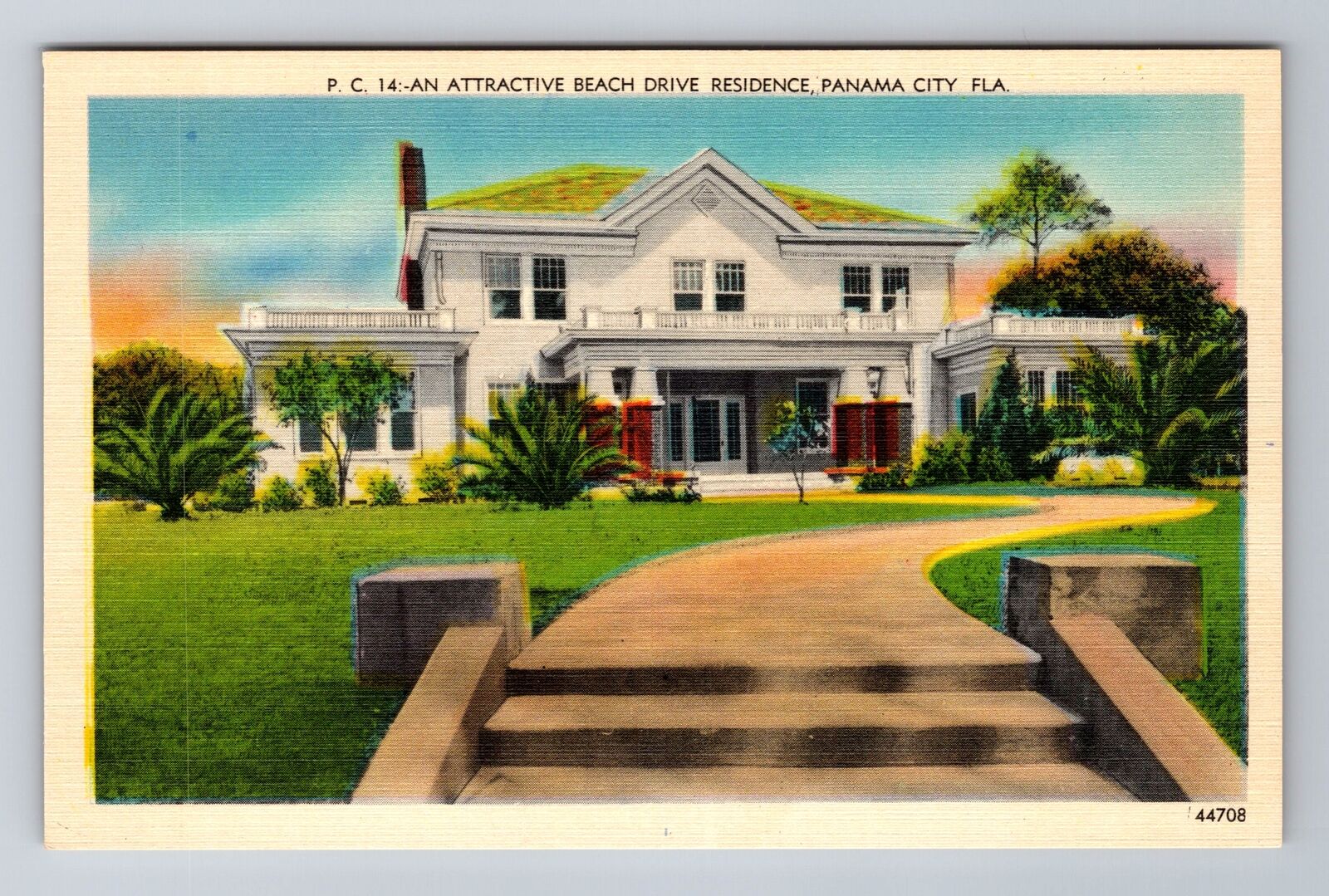 Panama City FL-Florida, Attractive Beach Drive Residence, Vintage Postcard