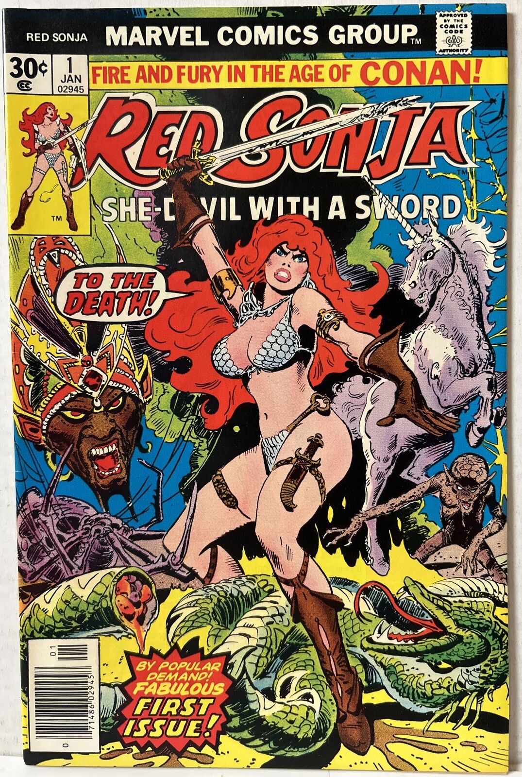 Red Sonja #1 Newsstand Edition Marvel Comics 1977 Frank Thorne Art *VF-NM*