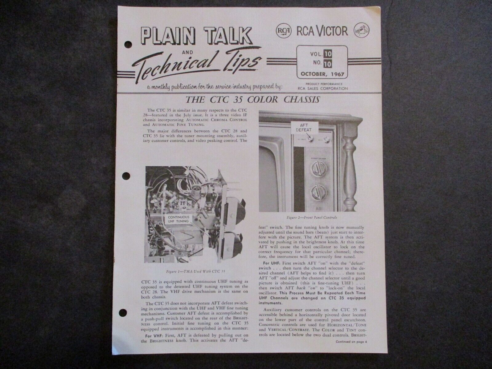 October, 1967 Plain Talk & Technical Tips RCA Victor Vol. 10 No. 10