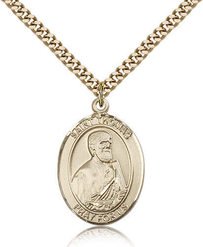 Saint Thomas The Apostle Medal For Men - Gold Filled Necklace On 24 Chain - ...