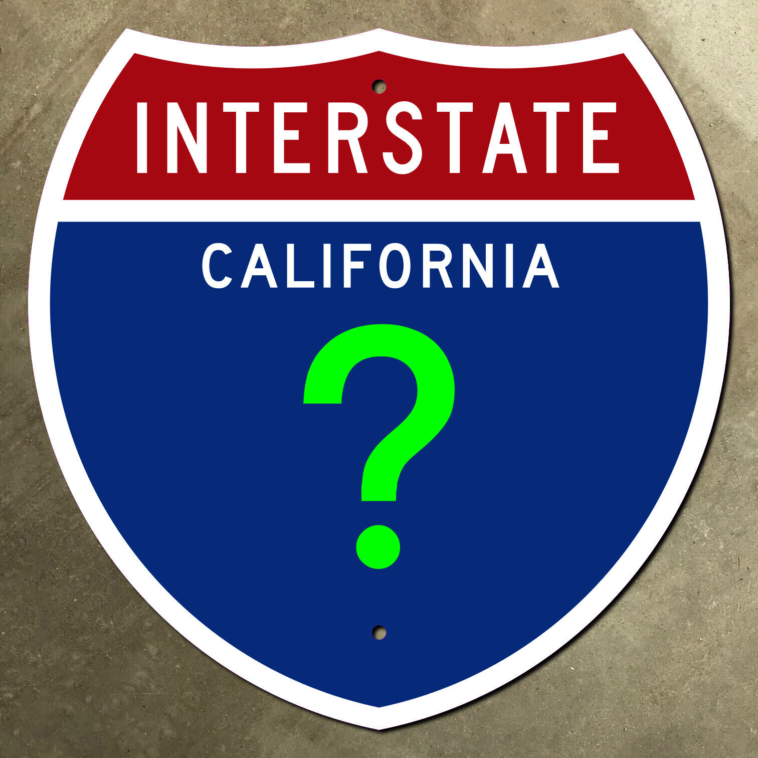 California CUSTOM interstate route highway marker road sign 18x18 1957