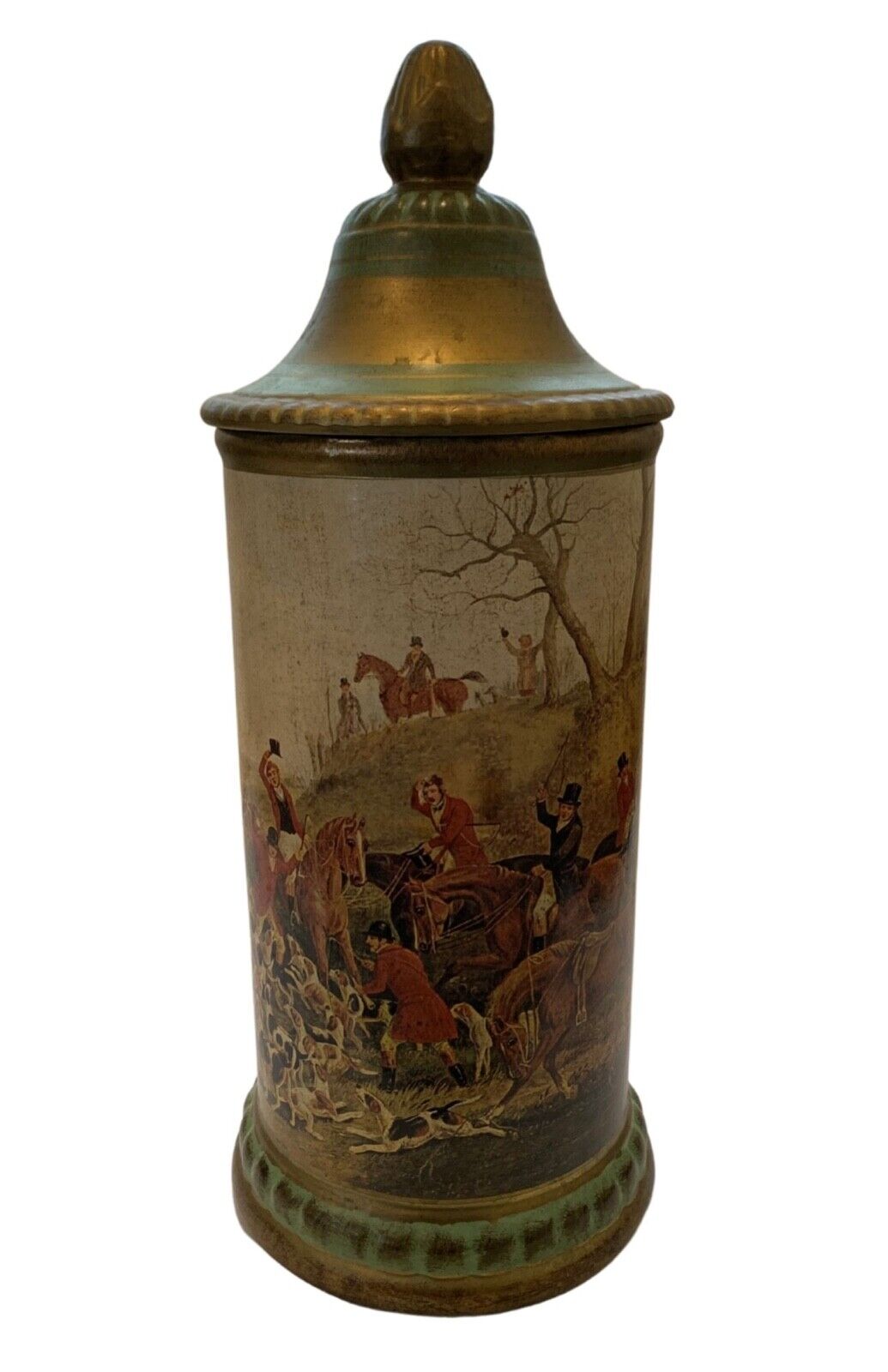 Cigar Canister by Comoy's of London, Made in Italy, Hunt Scene