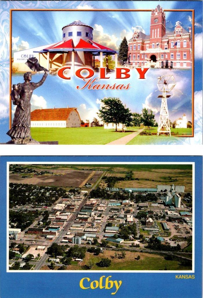 2~4X6 Postcards COLBY, KS Kansas COPPER BARN~COURT HOUSE & AERIAL Thomas County