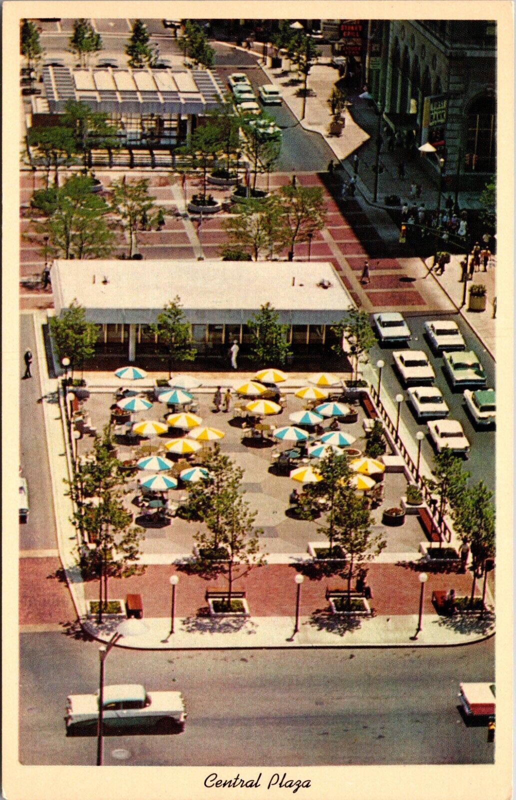 1964 PC: Aerial View of Central Plaza – Canton, Ohio chrome Unposted Postcard